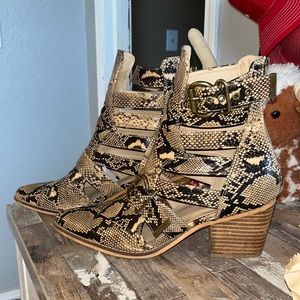 Snakeskin booties